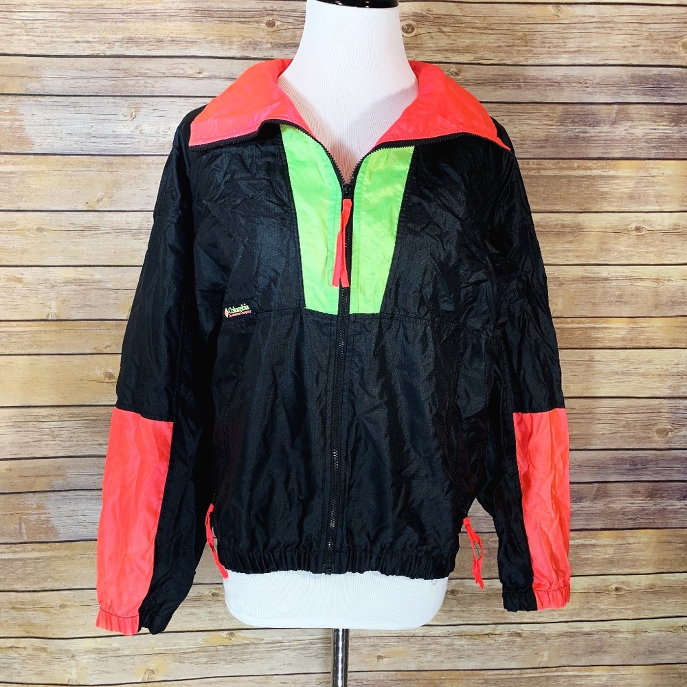 Columbia Vintage Colorblock Neon Retro Windbreaker